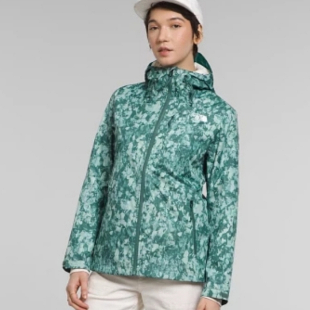 The North Face Alta Vista Hooded Waterproof Windbreaker Lightweight Jacket Green